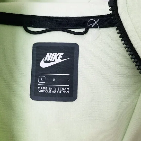 Nike Sportswear Men's L Tech Fleece Full-Zip Hoodie in Light Liquid Lime Black - Picture 11 of 16